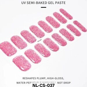 🖤 3/$12 Pink Glitter Full Nail 16 Semi Cured Gel Nails - Needs UV Curing